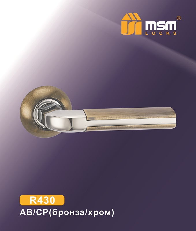 Ручки раздельные MSM R430 AB/CP (Бронза/Хром) на круглом основании