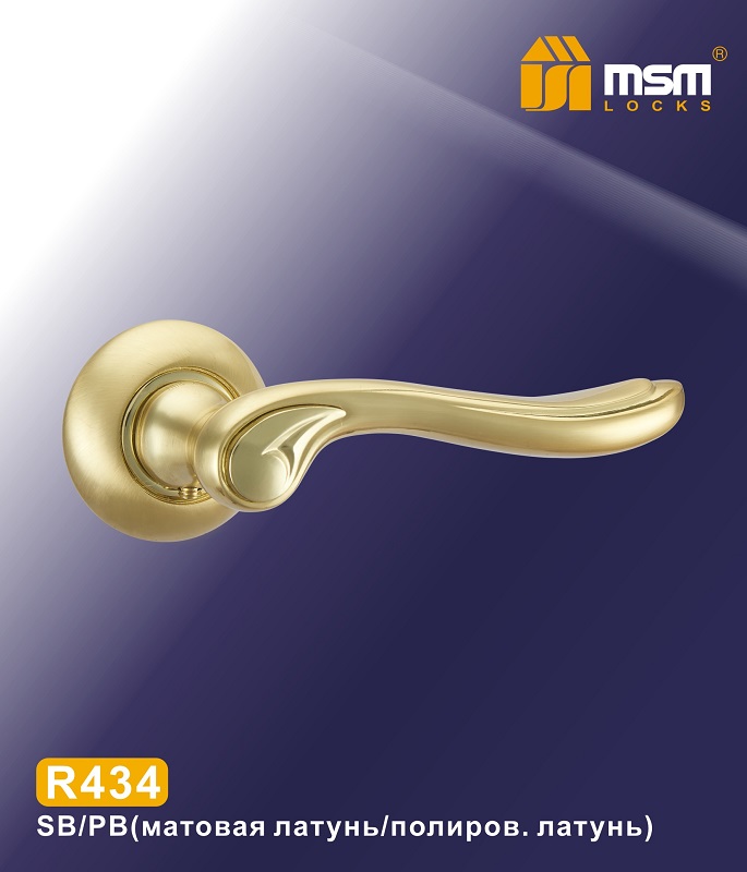 Ручки раздельные MSM R434 SB/PB ( Матовая латунь/Полированная латунь) на круглом основании